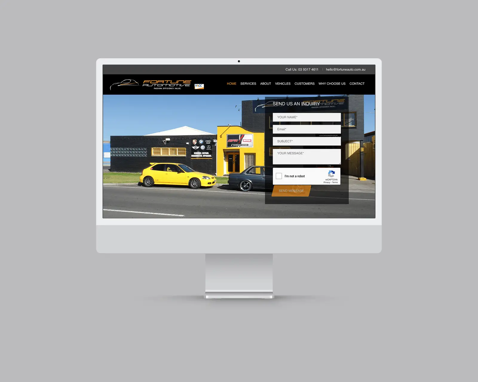 Fortune Automotive website homepage on desktop